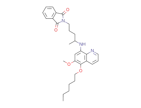 Molecular Structure of 81358-89-6 (5-(n-Hexoxy)-6-methoxy-8-(1-methyl-4-phthalimidobutylamino)quinoline)