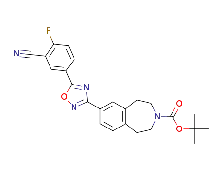 Molecular Structure of 1258855-51-4 (1,1-dimethylethyl 7-[5-(3-cyano-4-fluorophenyl)-1,2,4-oxadiazol-3-yl]-1,2,4,5-tetrahydro-3H-3-benzazepine-3-carboxylate)