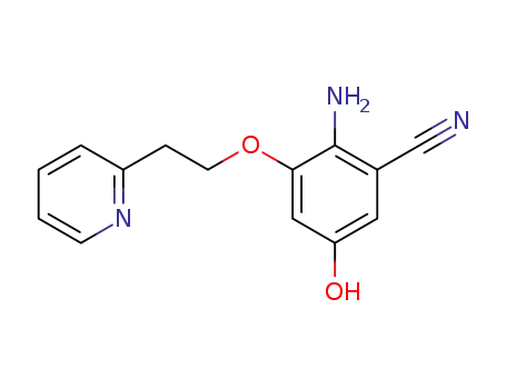 Molecular Structure of 1093966-77-8 (2-amino-5-hydroxy-3-(2-pyridin-2-ylethoxy)benzonitrile)