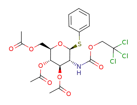 Molecular Structure of 187022-49-7 (Phenyl 3,4,6-Tri-O-acetyl-2-deoxy-1-thio-2-(2,2,2-trichloroethoxyformamido)-beta-D-glucopyranoside)