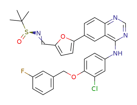 (S)-N-((5-(4-(4-(3-fluorobenzyloxy)-3-(chlorophenyl)amino)quinazolin-6-yl)furan-2-yl)methylenyl)-2-methylpropane-2-sulfinamide