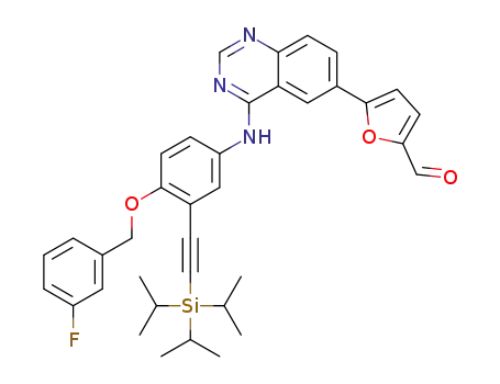 5-(4-(4-(3-fluorobenzyloxy)-3-(2-(triisopropylsilyl)ethynyl)phenylamino)quinazolin-6-yl)furan-2-carbaldehyde