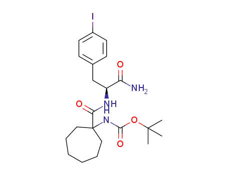 Molecular Structure of 1352152-85-2 ((S)-tert-butyl 1-(1-amino-3-(4-iodophenyl)-1-oxopropan-2-ylcarbamoyl)cycloheptylcarbamate)