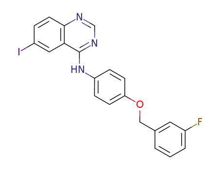 Molecular Structure of 231278-25-4 ((6-iodo-(4-(3-fluorobenzyloxy)-phenyl)-quinazolin-4-yl)amine)