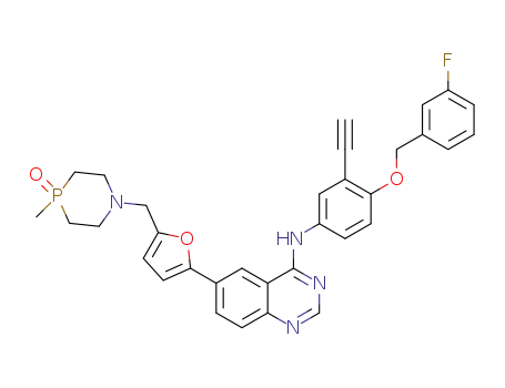 N-(4-(3-fluorobenzyloxy)-3-ethynylphenyl)-6-(5-((4-methyl-1,4-azaphosphino-1-yl)methyl)furan-2-yl)quinazolin-4-amine