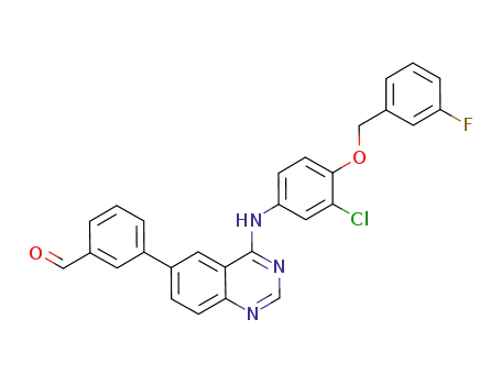 Molecular Structure of 944549-53-5 (3-{4-[3-chloro-4-(3-fluorobenzyloxy)phenylamino]quinazolin-6-yl}benzaldehyde)
