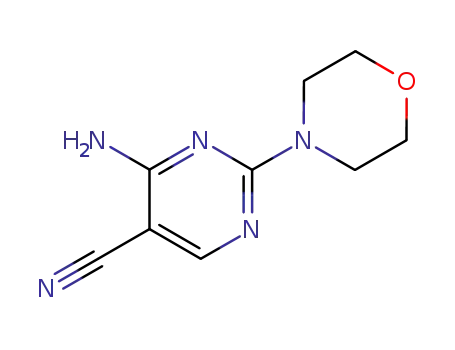 Molecular Structure of 78318-43-1 (4-AMINO-2-MORPHOLINO-5-PYRIMIDINECARBONITRILE, 97)
