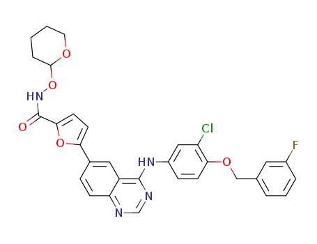 5-{4-(3-chloro-4-(3-fluorobenzyloxy)phenylamino)quinazolin-6-yl}furan-2-carboxylic acid (tetrahydropyran-2-yloxy)amide