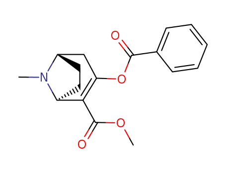Molecular Structure of 26863-82-1 (methyl (1R)-3-(benzoyloxy)-8-methyl-8-azabicyclo[3.2.1]oct-2-ene-2-carboxylate)
