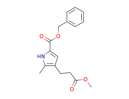 Molecular Structure of 89909-44-4 (1H-Pyrrole-3-propanoic acid, 2-methyl-5-[(phenylmethoxy)carbonyl]-,
methyl ester)