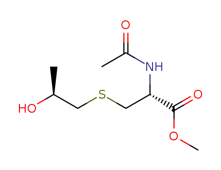 Molecular Structure of 95657-19-5 (L-Cysteine, N-acetyl-S-(2-hydroxypropyl)-, methyl ester, (S)-)