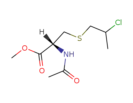 Molecular Structure of 78774-18-2 (methyl (2R)-2-acetamido-3-(2-chloropropylsulfanyl)propanoate)