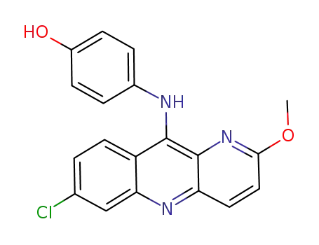 Molecular Structure of 81935-60-6 (7-CHLORO-10-(4-HYDROXYANILINO)-2-METHOXY BENZO(B)-1,5-NAPHTHY RIDINE)