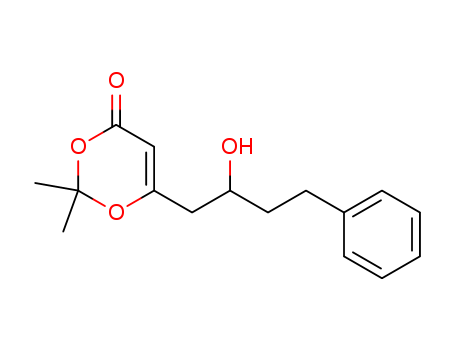 Molecular Structure of 195376-03-5 (4H-1,3-Dioxin-4-one, 6-(2-hydroxy-4-phenylbutyl)-2,2-dimethyl-)
