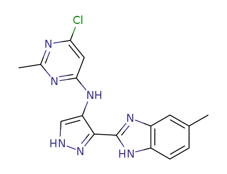 6-chloro-2-methyl-N-[3-(5-methyl-1H-benzo[d] imidazol-2-yl)-1H-pyrazol-4-yl]pyrimidin-4-amine