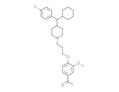 Molecular Structure of 131911-58-5 (1-[4-[3-[4-[Cyclohexyl(4-fluorophenyl)methyl]-1-piperidinyl]propoxy]-3-methoxyphenyl]ethanone)