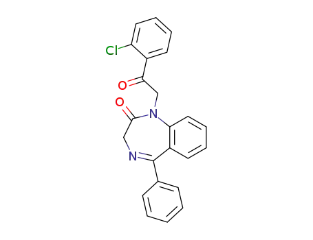Molecular Structure of 145084-65-7 (1-[2-(2-Chloro-phenyl)-2-oxo-ethyl]-5-phenyl-1,3-dihydro-benzo[e][1,4]diazepin-2-one)
