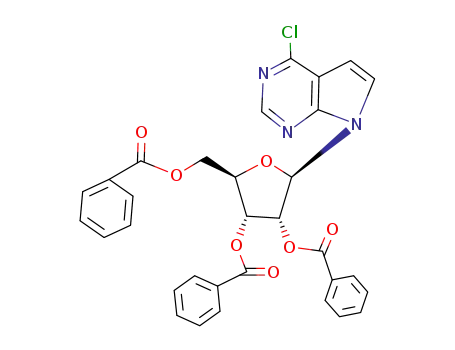 Molecular Structure of 29914-75-8 ((2R,3R,4R,5R)-2-((benzoyloxy)methyl)-5-(4-chloro-7H-pyrrolo[2,3-d]pyrimidin-7-yl)tetrahydrofuran-3,4-diyl dibenzoate)