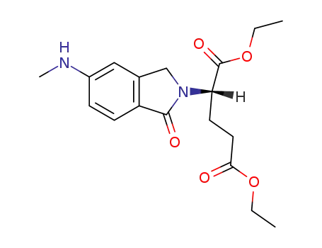 Molecular Structure of 139988-46-8 (Pentanedioic acid,
2-[1,3-dihydro-5-(methylamino)-1-oxo-2H-isoindol-2-yl]-, diethyl ester,
(S)-)