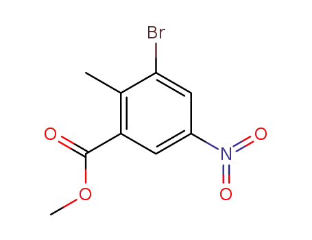 Molecular Structure of 885519-05-1 (Methyl 3-bromo-2-methyl-5-nitrobenzoate)