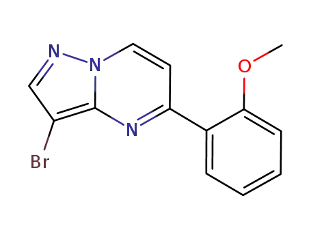 Molecular Structure of 1084953-26-3 (3-bromo-5-(2-methoxyphenyl)pyrazolo[1,5-a]pyrimidine)