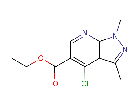 Molecular Structure of 20481-15-6 (ETHYL 4-CHLORO-1,3-DIMETHYL-1H-PYRAZOLO[3,4-B]PYRIDINE-5-CARBOXYLATE)