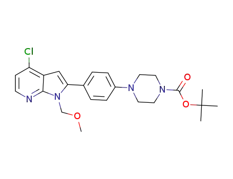 Molecular Structure of 1312581-15-9 (4-[4-(4-chloro-1-methoxymethyl-7-azaindole)-phenyl]-piperazine-1-carboxylic acid tert-butyl ester)