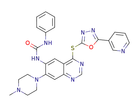 1-(7-(4-methylpiperazin-1-yl)-4-(5-(pyridin-3-yl)-1,3,4-oxadiazol-2-ylthio)quinazolin-6-yl)-3-phenylurea