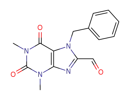 Molecular Structure of 79927-22-3 (1H-Purine-8-carboxaldehyde,
2,3,6,7-tetrahydro-1,3-dimethyl-2,6-dioxo-7-(phenylmethyl)-)