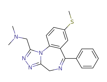 Molecular Structure of 72874-41-0 (8-methylthio-1-[(dimethylamino)methyl]-6-phenyl-4H-s-triazolo[4,3-a][1,4]benzodiazepine)