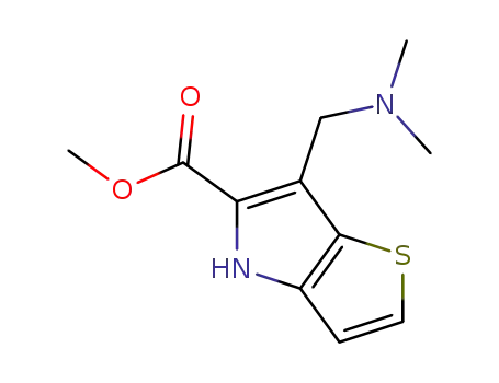 Molecular Structure of 1007388-64-8 (methyl 6-[(dimethylamino)methyl]-4H-thieno[3,2-b]pyrrole-5-carboxylate)
