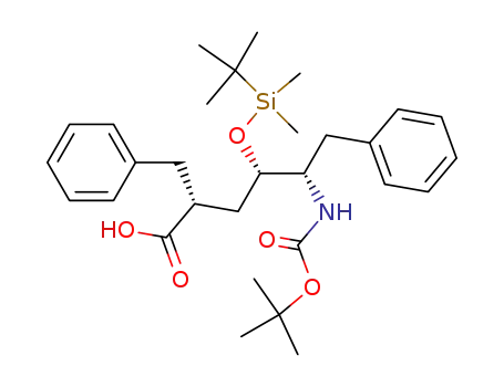 N-(1,1-dimethylethoxycarbonyl)-5(S)-amino-4(S)-(t-butyldimethylsilyloxy)-6-phenyl-2(R)-(phenylmethyl)hexanoic acid