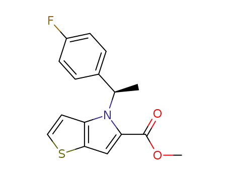 Molecular Structure of 1369487-44-4 ((R)-methyl 4-(1-(4-fluorophenyl)ethyl)-4H-thieno[3,2-b]pyrrole-5-carboxylate)