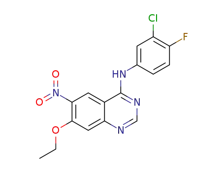 Molecular Structure of 1360430-70-1 (N-(3-chloro-4-fluorophenyl)-7-ethoxy-6-nitroquinazoline-4-amine)