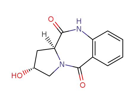 Molecular Structure of 182823-26-3 ((2R,11AS)-2-HYDROXY-1,2,3,11A-TETRAHYDRO-10H-PYRROLO[2,1-C][1,4]-BENZODIAZEPINE-5,11-DIONE)