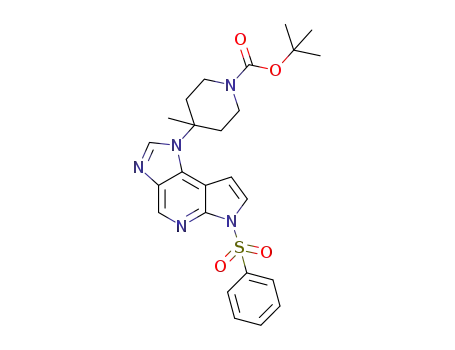 Molecular Structure of 1315495-71-6 (4-[6-phenylsulfonyl-4-(imidazo[4,5-d]pyrrolo[2,3-b]-pyridin-1(6H)-yl)]-4-methyl-piperidine-1-carboxylic acid tert-butyl ester)