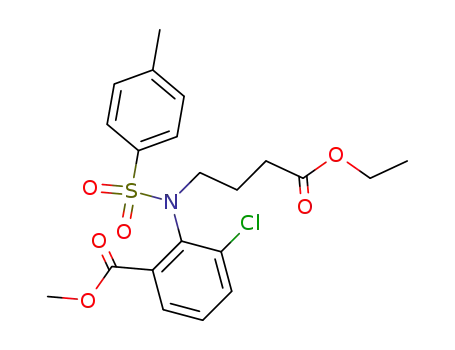 Molecular Structure of 247237-44-1 (methyl 3-chloro-2-[N-(3-ethoxycarbonyl)propyl-N-p-toluenesulfonyl]aminobenzoate)