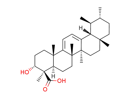 Molecular Structure of 471-65-8 (3α-hydroxy-urs-9,12-diene-24-oic acid)