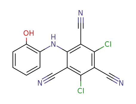 Molecular Structure of 35727-87-8 (2,4-Dichloro-6-[(2-hydroxyphenyl)amino]-1,3,5-benzenetricarbonitrile)