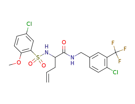 Molecular Structure of 913563-89-0 (2-{[(5-chloro-2-methoxyphenyl)sulfonyl]amino}-N-(4-chloro-3-trifluoromethylbenzyl)pent-4-enamide)