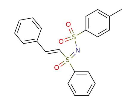 Molecular Structure of 142034-13-7 (Sulfoximine, N-[(4-methylphenyl)sulfonyl]-S-phenyl-S-(2-phenylethenyl)-,
(E)-)