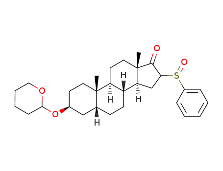 Molecular Structure of 111263-94-6 ((3S,5R,8R,9S,10S,13S,14S)-16-Benzenesulfinyl-10,13-dimethyl-3-(tetrahydro-pyran-2-yloxy)-hexadecahydro-cyclopenta[a]phenanthren-17-one)