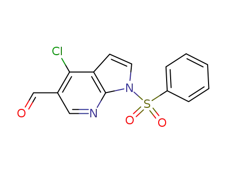 Molecular Structure of 1032815-07-8 (1H-Pyrrolo[2,3-b]pyridine-5-carboxaldehyde, 4-chloro-1-(phenylsulfonyl)-)
