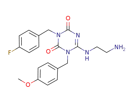 Molecular Structure of 910114-67-9 (1,3,5-Triazine-2,4(1H,3H)-dione,
6-[(2-aminoethyl)amino]-3-[(4-fluorophenyl)methyl]-1-[(4-methoxyphenyl)
methyl]-)