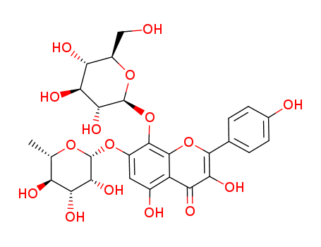 4H-1-Benzopyran-4-one,7-[(6-deoxy-a-L-mannopyranosyl)oxy]-8-(b-D-glucopyranosyloxy)-3,5-dihydroxy-2-(4-hydroxyphenyl)-(9CI)