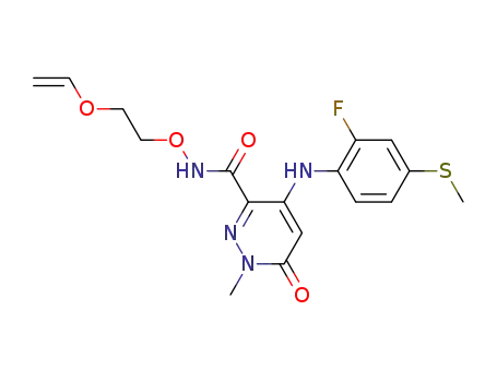 4-(2-fluoro-4-(methylthio)phenylamino)-1-methyl-6-oxo-N-(2-(vinyloxy)ethoxy)-1,6-dihydropyridazine-3-carboxamide