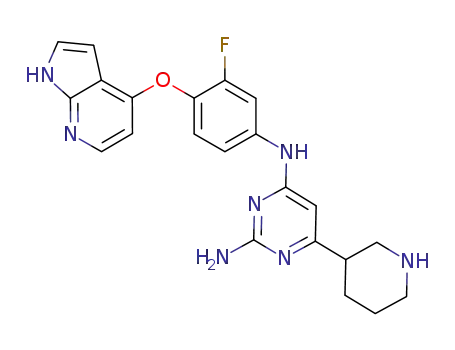 N<sub>4</sub>-[3-fluoro-4-(1H-pyrrolo[2,3-b]pyridin-4-yloxy)phenyl]-6-piperidin-3-ylpyrimidine-2,4-diamine