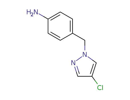 Molecular Structure of 1001862-74-3 (4-(4-CHLORO-PYRAZOL-1-YLMETHYL)-PHENYLAMINE)