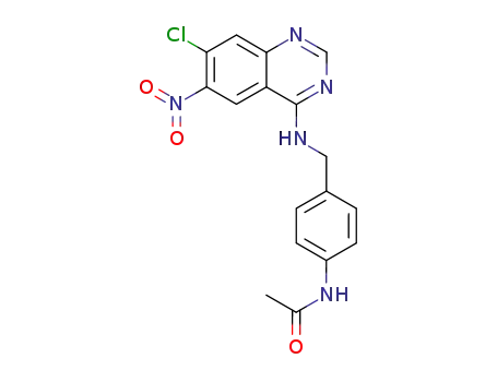 Molecular Structure of 1027158-05-9 (<i>N</i>-{4-[(7-chloro-6-nitro-quinazolin-4-ylamino)-methyl]-phenyl}-acetamide)