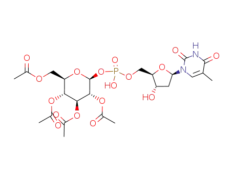 Molecular Structure of 81788-36-5 (thymidine 5'-(2,3,4,6-tetra-O-acetyl-β-D-glucopyranosyl phosphjoric acid))
